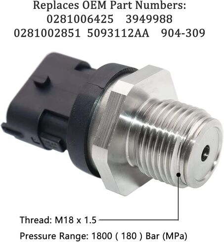 0281006425 0281002425 وحدة قياس مستشعر ضغط السكك الحديدية لحقن الوقود OE # 3949988 0281002851 5093112AA 904-309 تناسب شاحنة Cummins Vol Dodge Ram 2003-2007 2500 3500 L6 5.9L in Kuwait