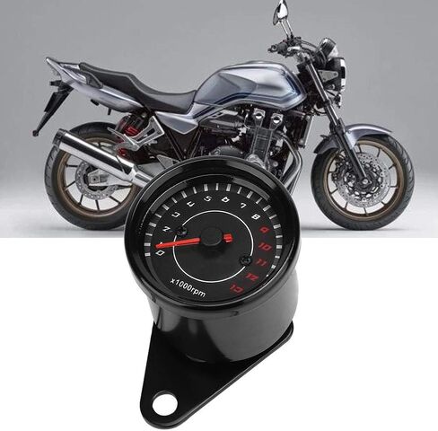 Motorcycle Tachometer, Universal Motorcycle Backlight Tachometer Speedometer Aluminum Gauge Replacement (Black Housing Black Dial) in Saudi Arabia