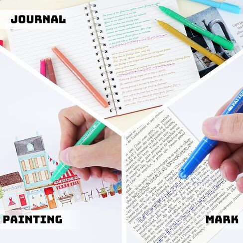 EOOUT 12PCS Curve Pens, Draw 10 Curve Shapes and 12 Color Fine Lines, Double-Headed Highlighter Set for Daily Note-Taking and Children's Pens for Journaling in Saudi Arabia
