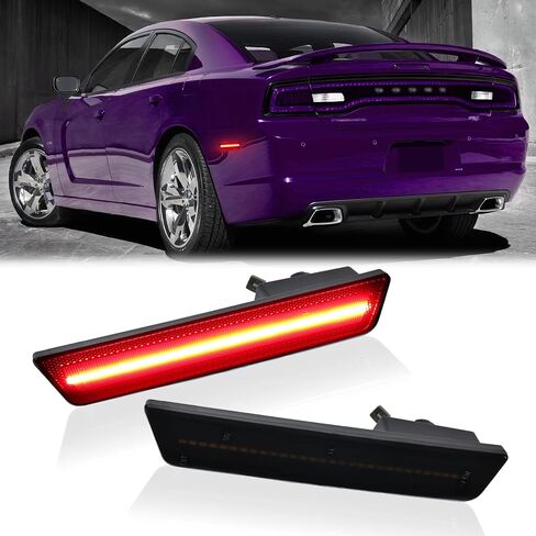 أضواء LED للعلامات الجانبية الخلفية الحمراء مصابيح إشارة وقوف السيارات لـ 2008-2014 دودج تشالينجر و2011-2014 شاحن لين مدخن، قطعتان in Kuwait