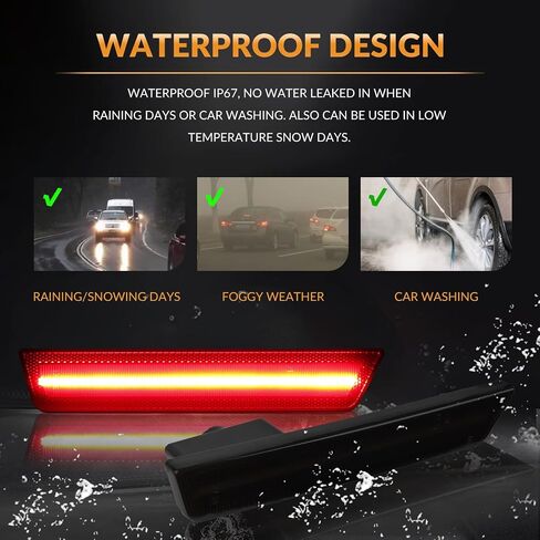أضواء LED للعلامات الجانبية الخلفية الحمراء مصابيح إشارة وقوف السيارات لـ 2008-2014 دودج تشالينجر و2011-2014 شاحن لين مدخن، قطعتان in Kuwait
