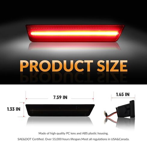 أضواء LED للعلامات الجانبية الخلفية الحمراء مصابيح إشارة وقوف السيارات لـ 2008-2014 دودج تشالينجر و2011-2014 شاحن لين مدخن، قطعتان in Kuwait