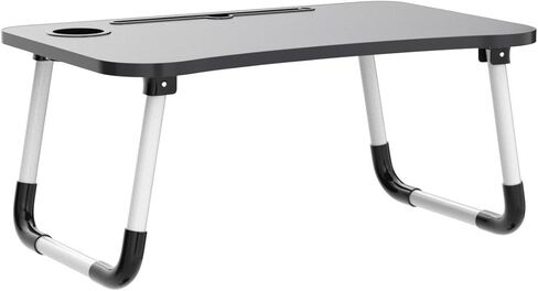 طاولة كمبيوتر محمول قابلة للطي على شكل سرير، طاولة كمبيوتر محمول للسرير مع حامل أكواب وفتحة، حامل كمبيوتر محمول للسرير، صينية كمبيوتر محمول لتناول الإفطار، العمل، مشاهدة الأفلام على السرير/الأريكة/الأريكة/الأرضية in Kuwait