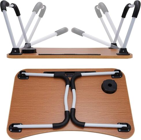 طاولة كمبيوتر محمول قابلة للطي على شكل سرير، طاولة كمبيوتر محمول للسرير مع حامل أكواب وفتحة، حامل كمبيوتر محمول للسرير، صينية كمبيوتر محمول لتناول الإفطار، العمل، مشاهدة الأفلام على السرير/الأريكة/الأريكة/الأرضية in Kuwait