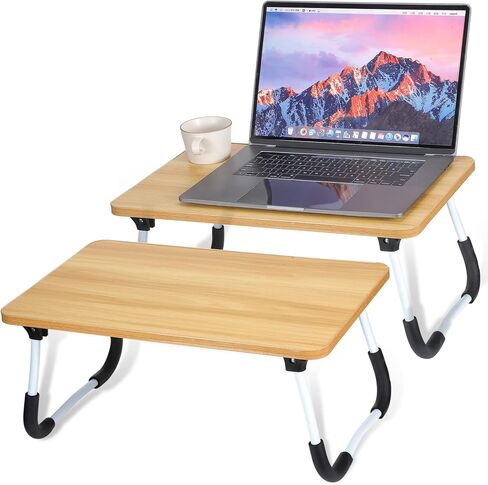 2 Pcs Foldable Laptop Table Lap Desk Mini Bed Table Portable Bed Tray Laptop Stand for Bed for Couch Sofa Working Reading Eating Children Workers School Classroom Home Office Supplies (Black) in Kuwait