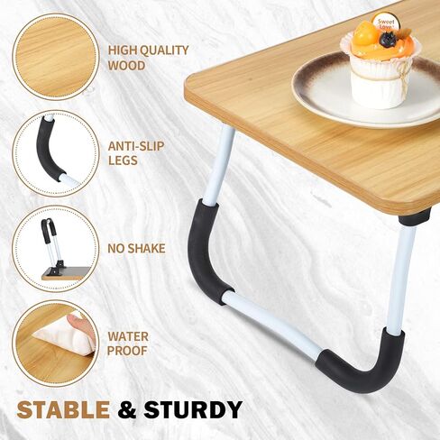 2 Pcs Foldable Laptop Table Lap Desk Mini Bed Table Portable Bed Tray Laptop Stand for Bed for Couch Sofa Working Reading Eating Children Workers School Classroom Home Office Supplies (Black) in Kuwait
