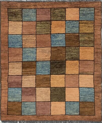 Gabba Charla Rust/Blue Rug, 3'11 x 4'7 in Saudi Arabia