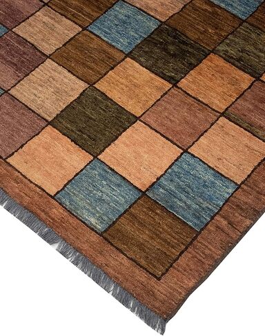 Gabba Charla Rust/Blue Rug, 3'11 x 4'7 in Saudi Arabia