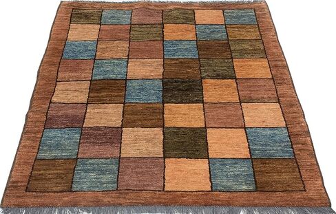 Gabba Charla Rust/Blue Rug, 3'11 x 4'7 in Saudi Arabia