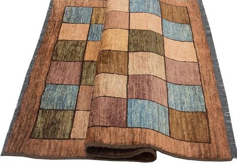 Gabba Charla Rust/Blue Rug, 3'11 x 4'7 in Saudi Arabia