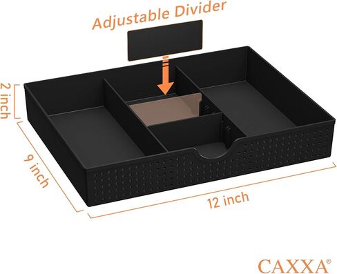 CAXXA 2 Trays Stackable Letter Tray, Desk File Organizer, Desktop Paper Tray Holder with Drawer, Black in Kuwait