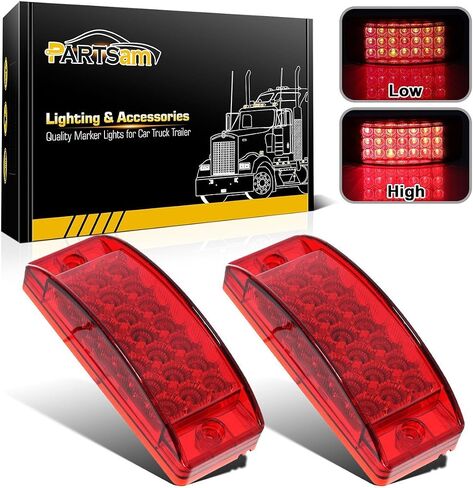 Partsam 2 قطعة أحمر 6 بوصة LED علامة جانبية مستطيلة وأضواء مقطورة 21 صمام ثنائي مع عاكسات مقاومة للماء 12 فولت مختومة 6 × 2 مستطيلة LED توقف بدوره أضواء الفرامل الخلفية وضع مزدوج للتركيب على السطح in Kuwait