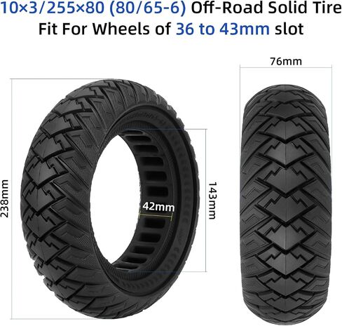 ulip 10 x 3 Scooter Solid Tire 10 Inch Electric Scooter Wheels Replacement Accessories Suitable for Zero 10x Kaabo Wolf Warrior Mantis Scooter 80/65-6,255 * 80 tire Black in Saudi Arabia