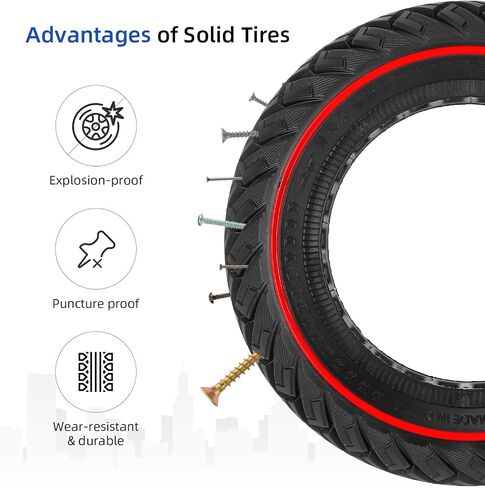 ulip 10 x 3 Scooter Solid Tire 10 Inch Electric Scooter Wheels Replacement Accessories Suitable for Zero 10x Kaabo Wolf Warrior Mantis Scooter 80/65-6,255 * 80 tire Black in Saudi Arabia