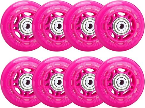 TOBWOLF 8 Pack 64mm 82A Indoor Inline Skate Wheels, Indoor Rooler Skating Wheels with ABEC-7 Bearings, Luggage Wheels, Training Wheels for Scooter - Hot Pink in Saudi Arabia