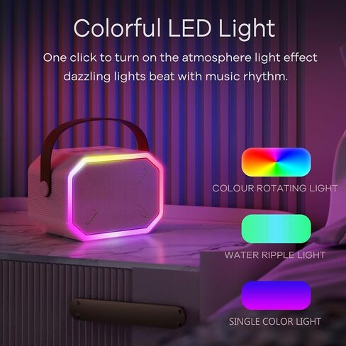 آلة كاريوكي محمولة، بلوتوث 5.3، مكبر صوت كاريوكي مع 2 ميكروفونات لاسلكية، مصابيح LED، صوت سحري، بطارية ذات سعة كبيرة، هدية عيد ميلاد لحفلة منزلية عائلية، هدية للأطفال للفتيات والأولاد، (وردي) in Saudi Arabia