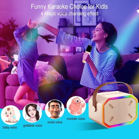 آلة كاريوكي محمولة، بلوتوث 5.3، مكبر صوت كاريوكي مع 2 ميكروفونات لاسلكية، مصابيح LED، صوت سحري، بطارية ذات سعة كبيرة، هدية عيد ميلاد لحفلة منزلية عائلية، هدية للأطفال للفتيات والأولاد، (وردي) in Saudi Arabia