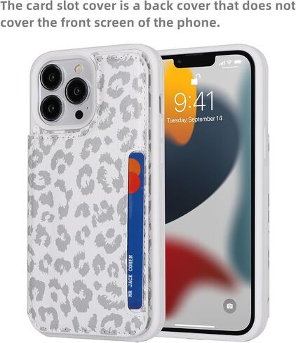 حافظة هاتف iCoverCase لهاتف iPhone 13 Pro Max مع حامل بطاقة، حافظة محفظة iPhone 13 Pro Max للنساء والرجال [محجبة RFID] حافظة بيضاء واقية من جلد البولي يوريثان لهاتف iPhone 13 Pro Max (رمادي ليوبارد) in Saudi Arabia