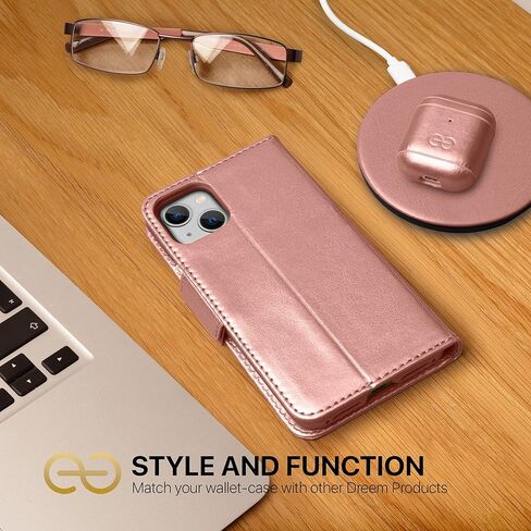 حافظة محفظة Dreem Fibonacci iPhone 15 / حافظة 2 في 1 مقاومة للصدمات ومحفظة جلدية نباتية قابلة للفصل، متوافقة مع MagSafe، حماية RFID [شوكولاتة] in Kuwait