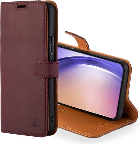 Snakehive Leather Wallet for Samsung Galaxy S23 FE 5G - Real Leather Wallet Phone Case - Genuine Leather with Viewing Stand and 3 Card Holder - Flip Folio Cover with Card Slot (Brown) in Saudi Arabia