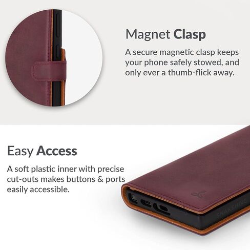 Snakehive Leather Wallet for Samsung Galaxy S23 FE 5G - Real Leather Wallet Phone Case - Genuine Leather with Viewing Stand and 3 Card Holder - Flip Folio Cover with Card Slot (Brown) in Saudi Arabia