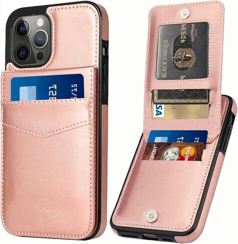 حافظة محفظة جلدية لهاتف iPhone 12 وحافظة محفظة iPhone 12 Pro مع حامل بطاقة الائتمان 6.1 بوصة (أزرق) in Kuwait