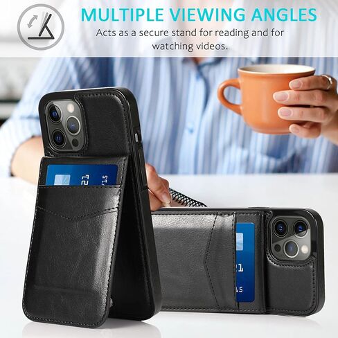 Leather Wallet Case for iPhone 12 Wallet Case and iPhone 12 Pro Wallet Case with Credit Card Holder 6.1 inch (Blue) in Kuwait