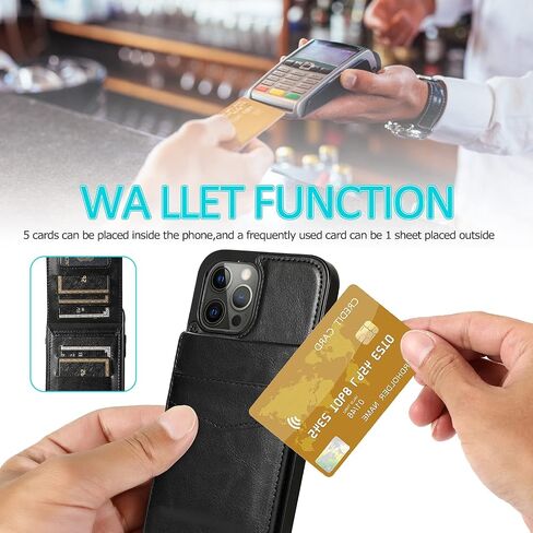 Leather Wallet Case for iPhone 12 Wallet Case and iPhone 12 Pro Wallet Case with Credit Card Holder 6.1 inch (Blue) in Kuwait
