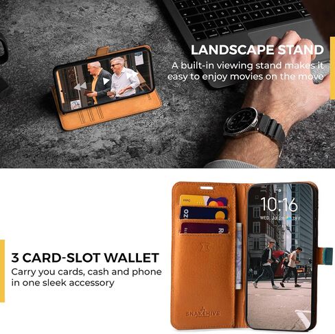 Snakehive Leather Wallet for Samsung Galaxy S23 FE 5G - Real Leather Wallet Phone Case - Genuine Leather with Viewing Stand and 3 Card Holder - Flip Folio Cover with Card Slot (Brown) in Saudi Arabia