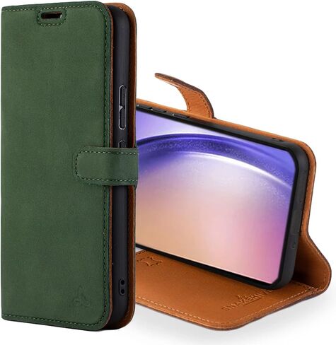Snakehive Leather Wallet for Samsung Galaxy S23 FE 5G - Real Leather Wallet Phone Case - Genuine Leather with Viewing Stand and 3 Card Holder - Flip Folio Cover with Card Slot (Brown) in Saudi Arabia
