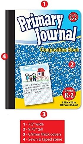 Better Office Products Primary Journal, Hardcover, Primary Composition Book Notebook - Grades K-2, 100 Sheet, One Subject, 9.75" x 7.5", Blue Cover-6 Pack in Saudi Arabia