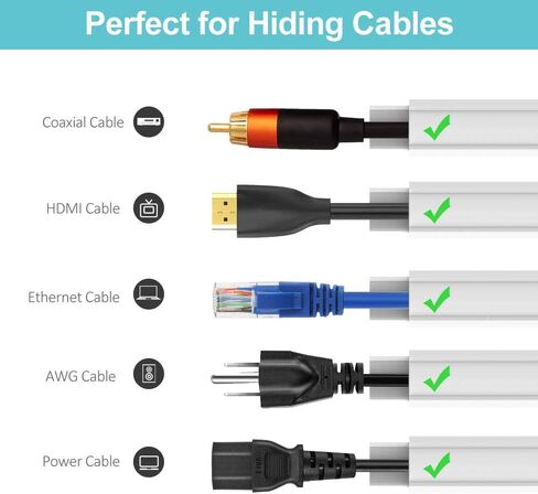 خافي عيوب سلك الزاوية، غطاء سلك خافي عيوب قناة قناة القناة، طقم خافي عيوب زاوية الكابل 125.6 بوصة، قناة إدارة كابلات قناة زاوية قابلة للطلاء، أداة إخفاء سلك زاوية الحائط - 8 × طول 15.7 in Kuwait