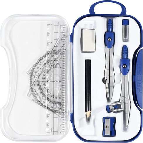 10 Pieces Math Geometry Kit Set Student Supplies with Shatterproof Storage Box,Includes Rulers,Protractor,Compass,Eraser,Pencil Sharpener,Lead Refills,Pencil,for School and Drawings（Green） in Saudi Arabia