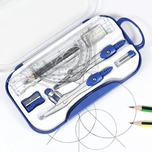 10 Pieces Math Geometry Kit Set Student Supplies with Shatterproof Storage Box,Includes Rulers,Protractor,Compass,Eraser,Pencil Sharpener,Lead Refills,Pencil,for School and Drawings（Green） in Saudi Arabia