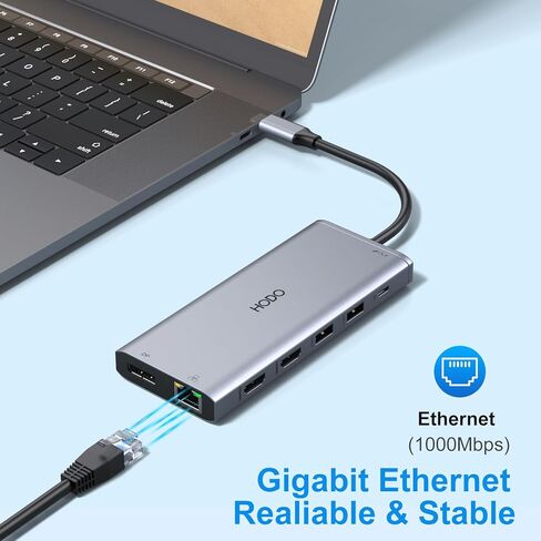 محطة إرساء الكمبيوتر المحمول USB C شاشة مزدوجة HDMI لأجهزة الكمبيوتر المحمول Dell/Lenovo/HP 14 في 1 USB C Hub متعدد المنافذ محول Dongle Dock USB C إلى 2 HDMI 4K+DisplayPort+Ethernet+4USB+2USB C+100W PD شاحن+SD/TF+Audio in Kuwait