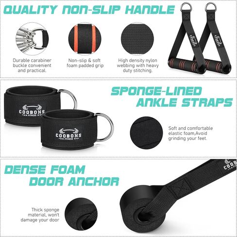 مجموعة أربطة مقاومة - أربطة تدريب للرجال والنساء، أربطة تمرين بمقبض، مرساة باب، أشرطة كاحل للساقين، أربطة مرنة للعلاج الطبيعي، في اللياقة البدنية المنزلية، معدات تدريب القوة in Kuwait