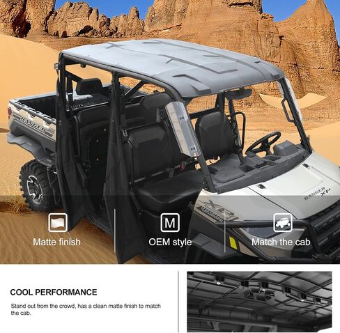سقف رياضي KIWI MASTER Poly Crew متوافق مع ملحقات Polaris Ranger Crew XP 1000 لعام 2017-2024، سطح صلب أسود طراز OEM # 2889223 in Saudi Arabia