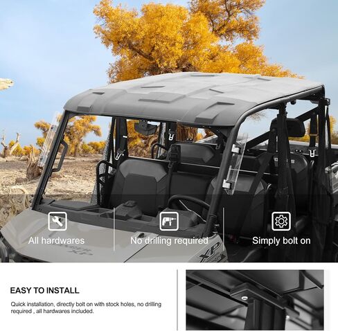 سقف رياضي KIWI MASTER Poly Crew متوافق مع ملحقات Polaris Ranger Crew XP 1000 لعام 2017-2024، سطح صلب أسود طراز OEM # 2889223 in Saudi Arabia