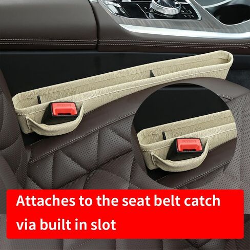 Car Seat Gap Filler Leather Car Seat Organizer Front Seats Car Adjustable Gap Filler for Phones, Glasses, Keys, Cards (2pcs Beige) in Saudi Arabia