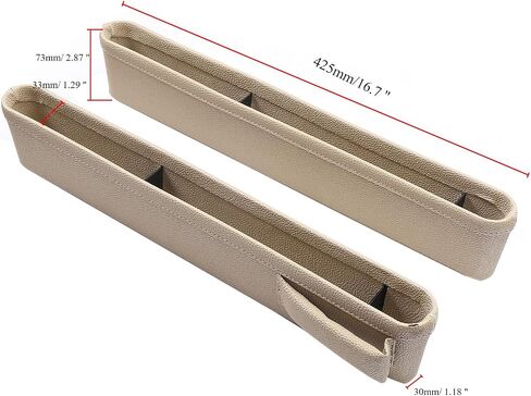 Car Seat Gap Filler Leather Car Seat Organizer Front Seats Car Adjustable Gap Filler for Phones, Glasses, Keys, Cards (2pcs Beige) in Saudi Arabia
