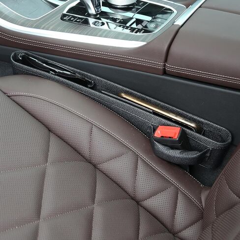 Car Seat Gap Filler Leather Car Seat Organizer Front Seats Car Adjustable Gap Filler for Phones, Glasses, Keys, Cards (2pcs Beige) in Saudi Arabia