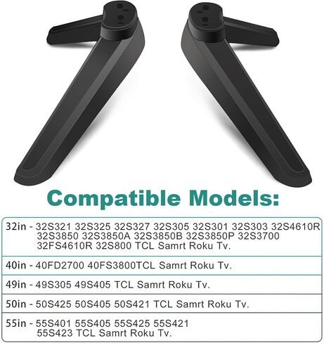 أرجل التلفزيون لقاعدة حامل التلفزيون الذكي TCL Roku، أرجل التلفزيون لتلفزيون TCL 28 بوصة 32 بوصة 40 بوصة 43 بوصة 49 بوصة 50 بوصة 55 بوصة 65 بوصة تلفزيون Roku الذكي، أرجل بديلة لتلفزيون TCL 28S405 32S305 40S325 43S431 50S423 50S546 55S401 65S555 مع برغي in Kuwait