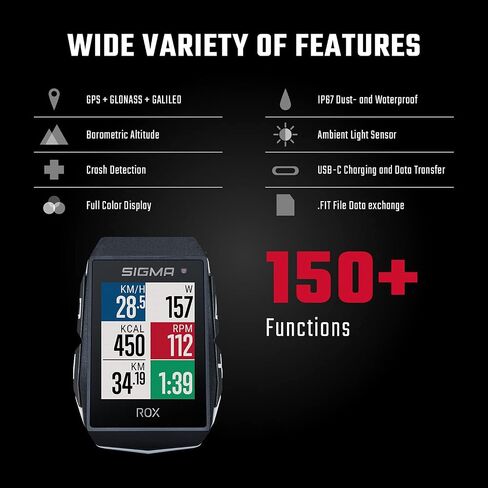 كمبيوتر الدراجة SIGMA Sport ROX 11.1 EVO GPS، أسود، ملاحة، تمرين، تدريب داخلي وخارجي، تركيب سريع، جاهز للدراجة الإلكترونية، اتصال بالهواتف الذكية، خفيف الوزن، مقاوم للماء IP67 in Kuwait