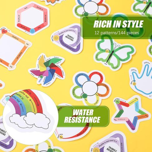 48 قطعة من الملصقات الحسية لتهدئة التنفس والقلق، 12 نمطًا للتنفس اللطيف، شرائط لاصقة مزخرفة، شرائط حسية للمدرسة والفصول الدراسية والمكتب والمراهقين والتوتر والبالغين والأطفال in Kuwait