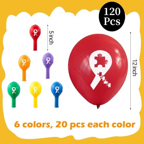 120 Pcs Autism Awareness Ribbon Latex Balloons Autism Awareness Decorations Colorful Autism Balloons for Yard Garden Outdoor Decor Autism Awareness Day Supplies in Saudi Arabia