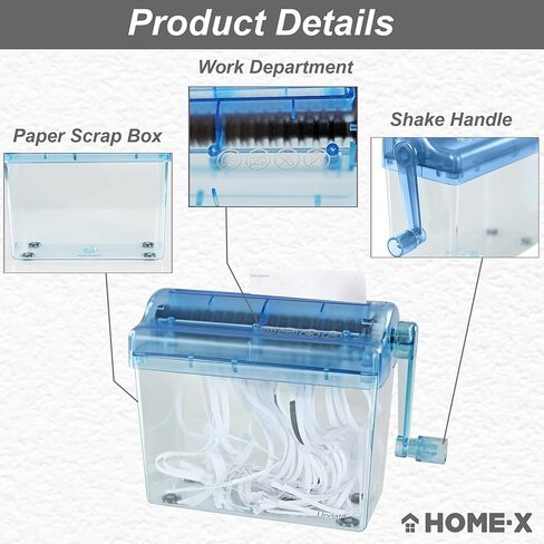 جهاز تمزيق المستندات الورقية من HOME-X، مستلزمات المكتب والتدريس، أداة تقطيع الورق اليدوية، أدوات قطع الورق للمنزل والمكتب - أزرق in Kuwait
