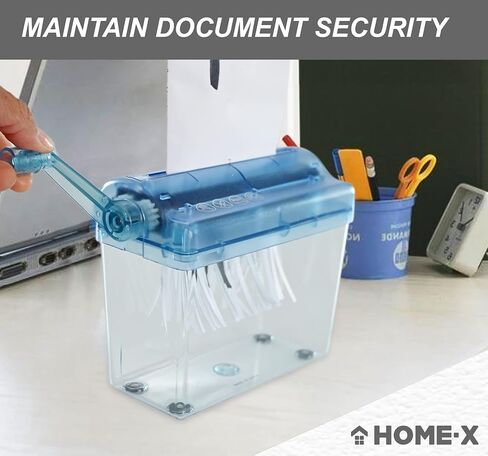 جهاز تمزيق المستندات الورقية من HOME-X، مستلزمات المكتب والتدريس، أداة تقطيع الورق اليدوية، أدوات قطع الورق للمنزل والمكتب - أزرق in Kuwait