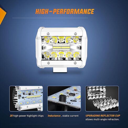 Nilight Marine LED Light Pods Navigation Lights 2PCS 4 بوصة White Spot Flood Combo Ponton Boat Deck Dock Lights للصيد الليلي T-top Stern Yacht Port الشراعية الشاحنات الجرارات، ضمان لمدة عامين in Saudi Arabia