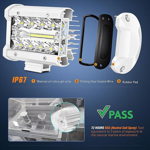 Nilight Marine LED Light Pods Navigation Lights 2PCS 4 بوصة White Spot Flood Combo Ponton Boat Deck Dock Lights للصيد الليلي T-top Stern Yacht Port الشراعية الشاحنات الجرارات، ضمان لمدة عامين in Saudi Arabia