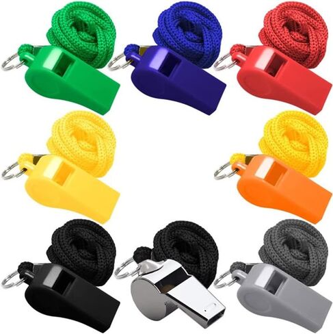 Pilarmuture Plastic Whistles, Multicolor Sports Whistles with Lanyard, Loud Crisp Sound Whistle Bulk Ideal for Coaches, Referee, Lifeguard, School, Soccer, Emergency(8 Pcs) in Saudi Arabia